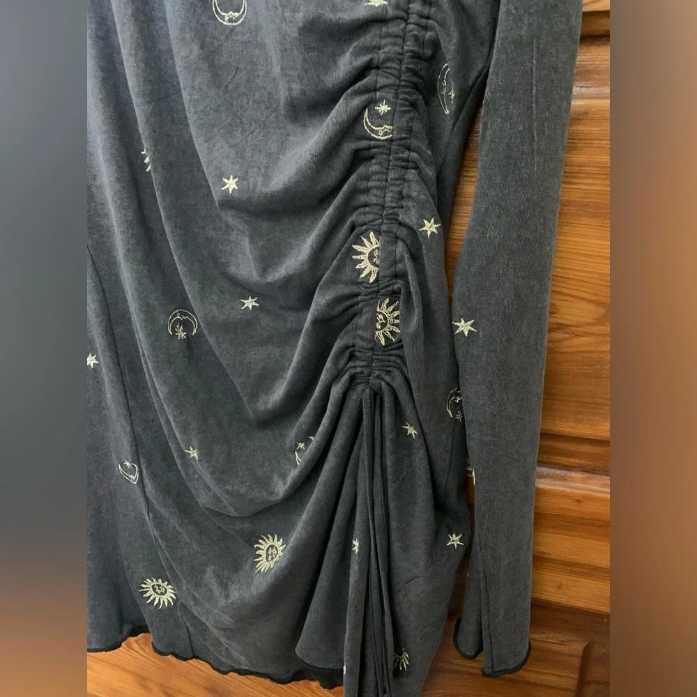 ASOS long sleeve mini dress with sun and moon embroidery sz 10 - Picture 7 of 9